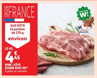 Porc : côte échine avec os