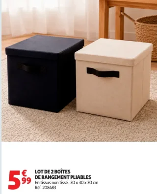 Lot de 2 boîtes de rangement pliables