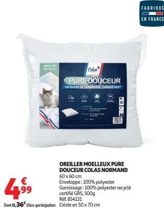 Oreiller moelleux pure douceur Colas Normand
