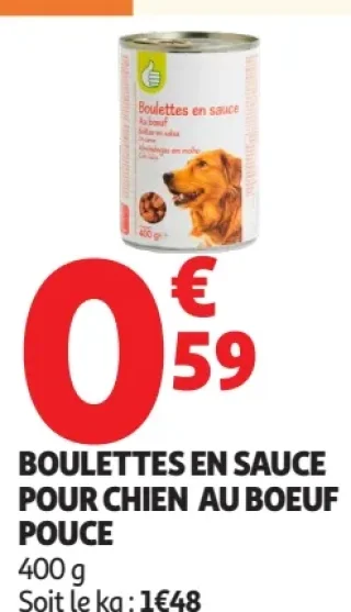 Boulettes en sauce pour chien au boeuf Pouce