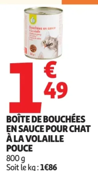 Boîte de bouchées en sauce pour chat à la volaille Pouce