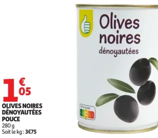 Olives noires dénoyautées Pouce