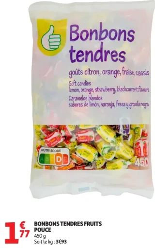 Bonbons Tendres Fruits Pouce