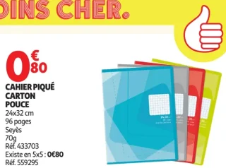 Cahier piqué carton Pouce