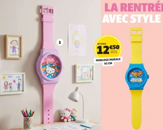 Horloge murale Hello Kitty ou Pat' Patrouille
