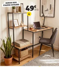 Bureau avec étagère intégrée