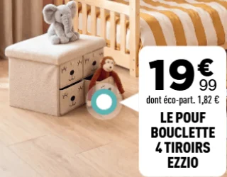Le Pouf Bouclette 4 Tiroirs Ezzio