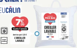 L'Oreiller Lavable Bleu Câlin