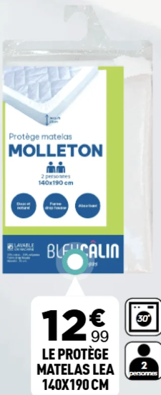 Bleu Câlin Le protège matelas Lea 140X190 cm