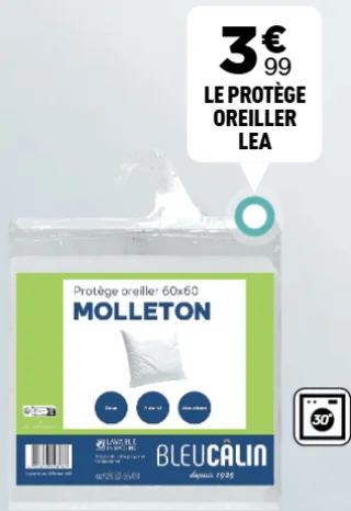 Bleu Câlin Le protège oreiller Lea Molleton