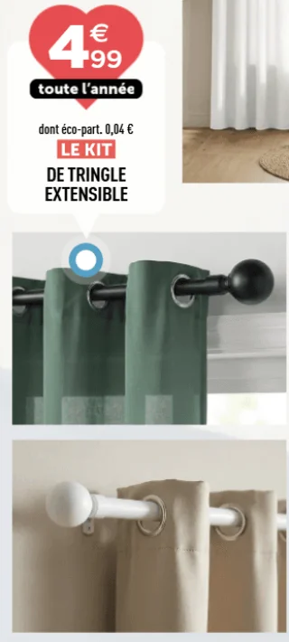 Le kit de tringle extensible