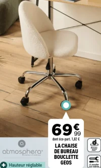 La chaise de bureau bouclette Geos Atmosphera