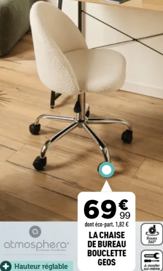 La chaise de bureau bouclette Geos Atmosphera