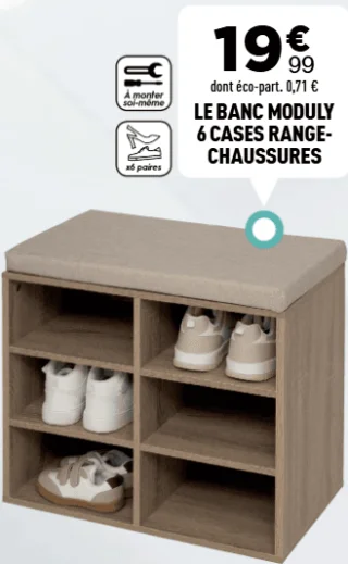 LE BANC MODULY 6 CASES RANGE-CHAUSSURES