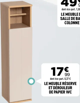 Le meuble réserve et dérouleur de papier WC - Gamme Rivoli