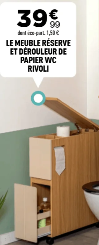 LE MEUBLE RÉSERVE ET DÉROULEUR DE PAPIER WC RIVOLI