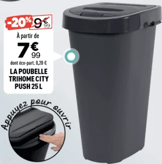 La poubelle Trihome City Push 25 L EDA