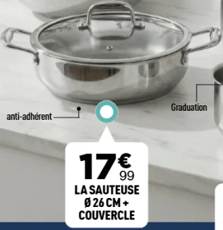 La sauteuse Sitram Ø 26 cm + couvercle