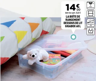 EDA La boîte de rangement dessous de lit Gigabox 60 L