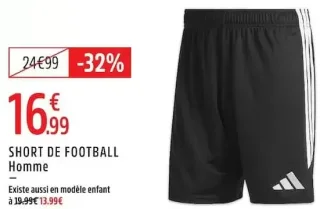 Short de football Homme Adidas