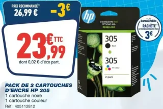 PACK DE 2 CARTOUCHES D'ENCRE HP 305