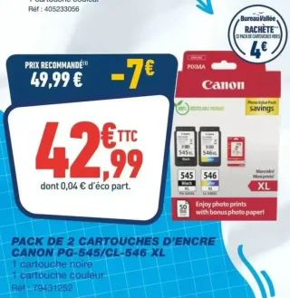 PACK DE 2 CARTOUCHES D'ENCRE CANON PG-545/CL-546 XL