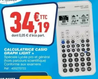 Calculatrice Casio Graph Light + Spéciale Lycée pro et général (hors parcours scientifique)