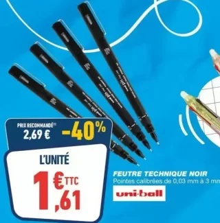 Feutre technique noir Uni-ball