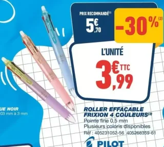Roller effaçable Frixion 4 couleurs Pilot