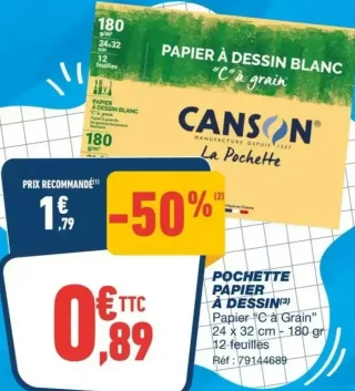 Pochette papier à dessin Canson "C" à Grain