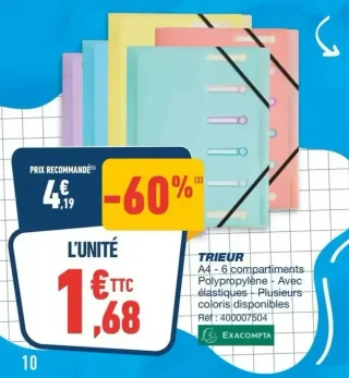 TRIEUR A4 - 6 compartiments Polypropylène Exacompta