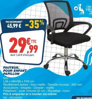 Fauteuil pour enfant Papillon Noir