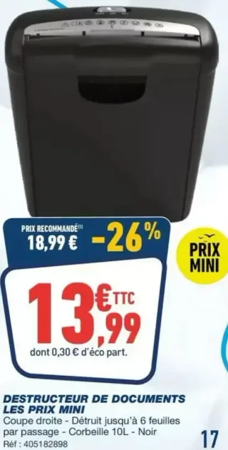 Destructeur de documents Les Prix Mini