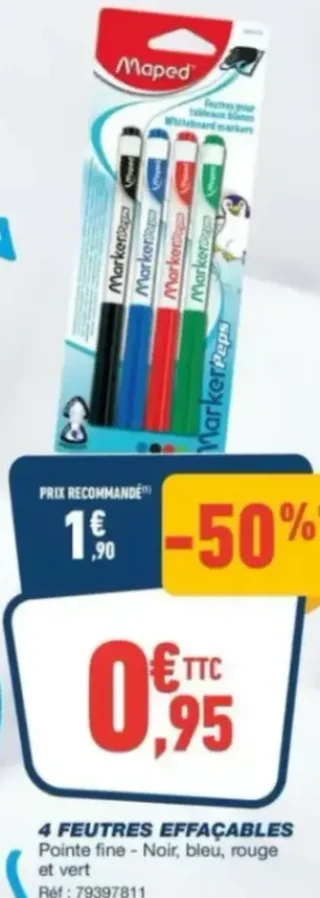 4 Feutres effaçables Maped