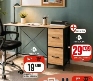 Bureau 2 tiroirs lena