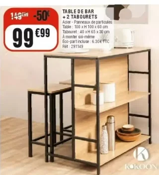 TABLE DE BAR + 2 TABOURETS