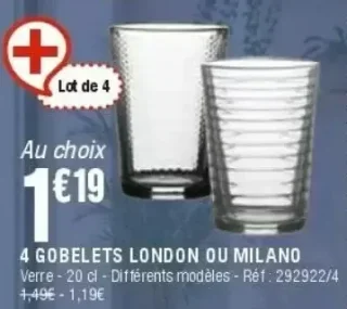 4 GOBELETS LONDON OU MILANO