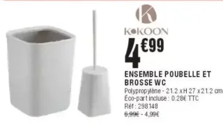 Ensemble poubelle et brosse WC Kokoon