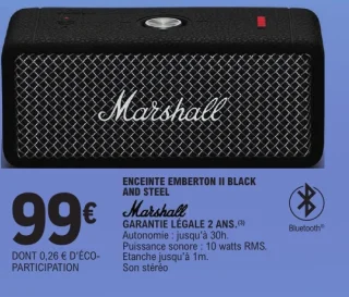Enceinte Emberton II Black and Steel Marshall