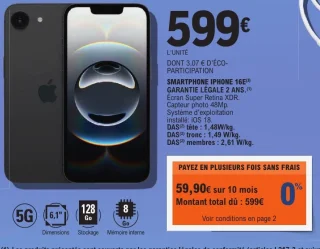 Smartphone Apple iPhone 16E