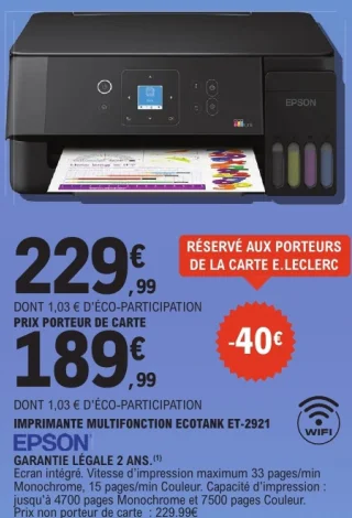 Imprimante multifonction EcoTank ET-2921 Epson