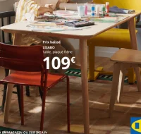 LISABO Table, plaqué frêne