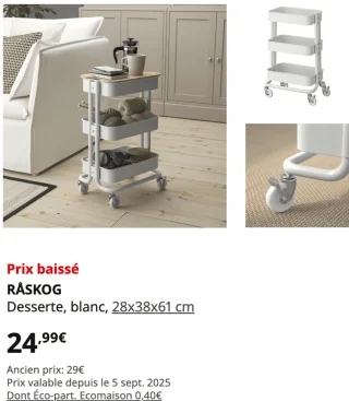 IKEA RÅSKOG Desserte, blanc, 28x38x61 cm