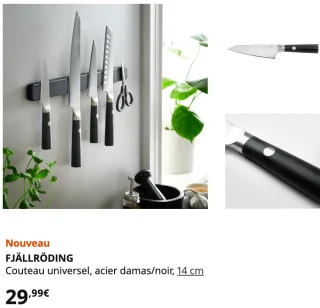 FJÄLLRÖDING Couteau universel, acier damas/noir, 14 cm