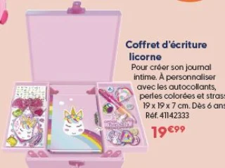 Coffret d'écriture licorne