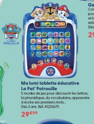 Ma lumi tablette éducative La Pat' Patrouille Vtech