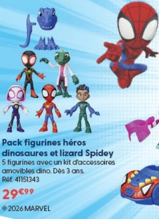 Pack figurines héros dinosaures et lizard Spidey