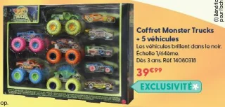 Coffret Monster Trucks + 5 véhicules Hot Wheels