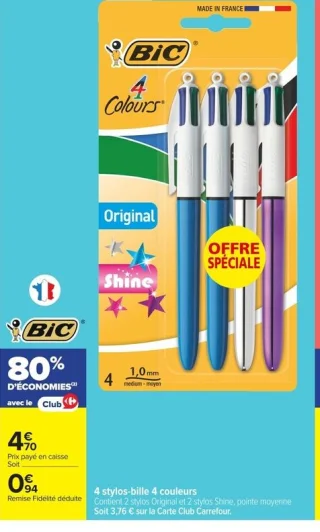 BIC 4 stylos-bille 4 couleurs