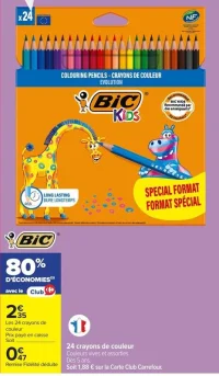 24 crayons de couleur BIC KIDS Evolution